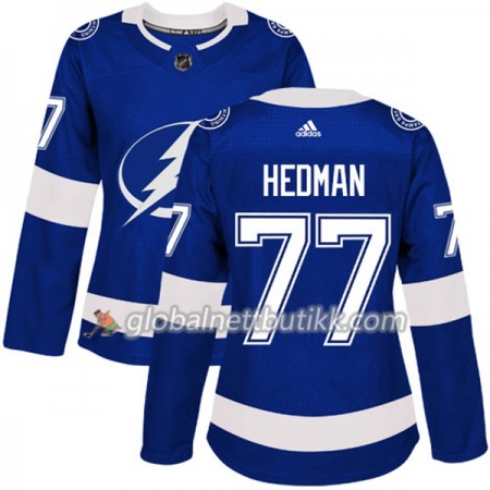 Tampa Bay Lightning Hockeydrakt Victor Hedman 77 2017-2018 Blå Adidas Authentic - Dame